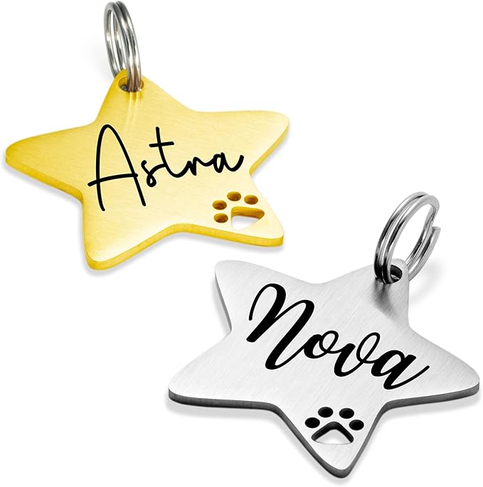 Ultra Joys Dog Tags Personalized for Pets - Hollow Paw Custom Pet ID Tag - Engraved Dog Tag for