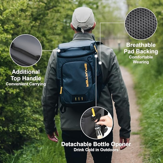 SPARTER Backpack Cooler Insulated Leak Proof 33/49 Cans, 2 Insulated Compartments Thermal Bag