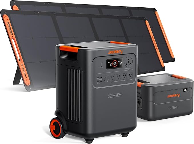 Jackery HomePower 3600 Plus Portable Power Station and Extra Battery with 2x 200W, 3600W AC Output