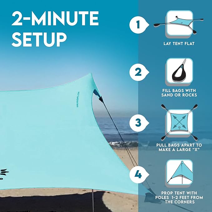 Neso Gigante - Portable Beach Tent - Ideal to Enjoy with Family and Friends - UPF 50+