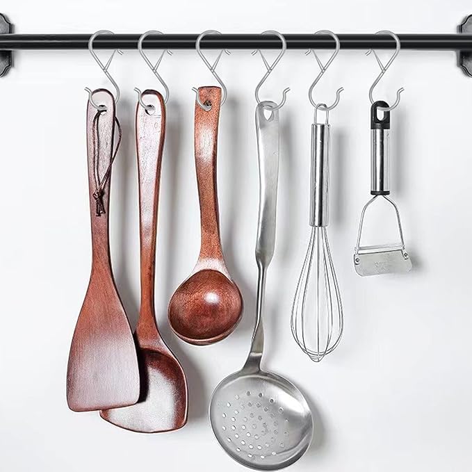 8 Pack S Hooks for Hanging, 3.5 inch Heavy Duty S Hooks with Safety Buckle S Shaped Hooks Kitchen