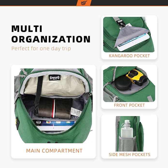 SKYSPER Sling Bag RFID Crossbody Sling Backpack Cross Body Shoulder Bag Travel Hiking Daypack for