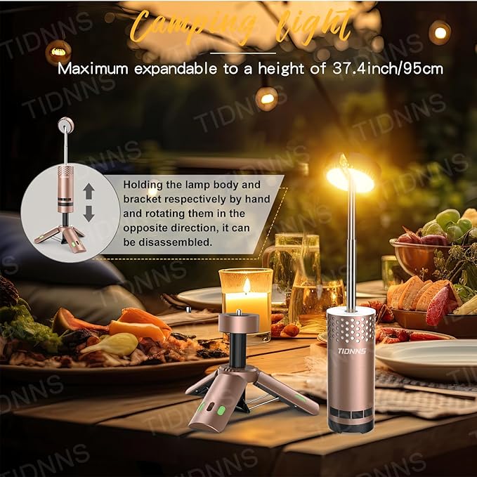 Camping Lights Rechargeable, Detachable Camping Lantern with Stand, Telescopic Waterproof Camp