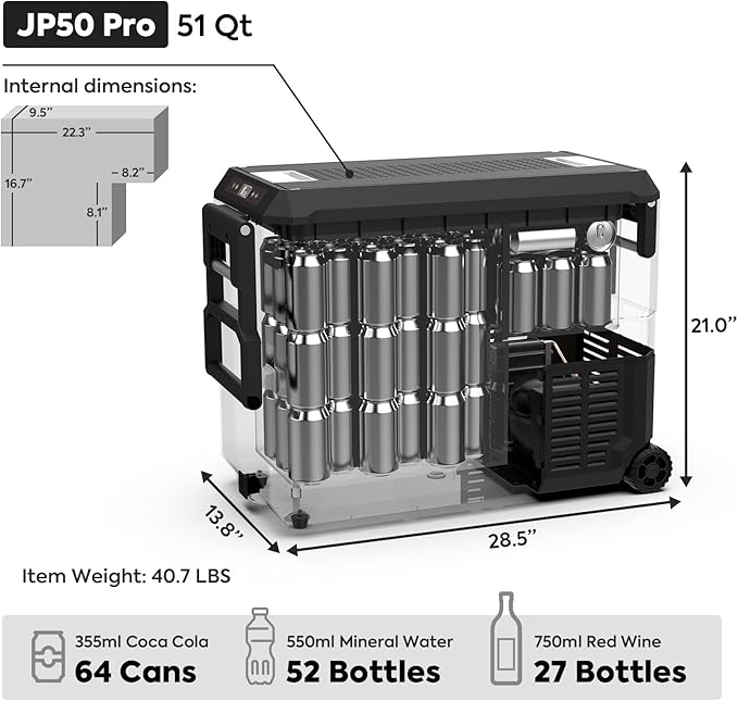 ICECO JP50 Pro Portable Refrigerator,12Volt Car Fridge Freezer, Compact Refrigerator with Secop