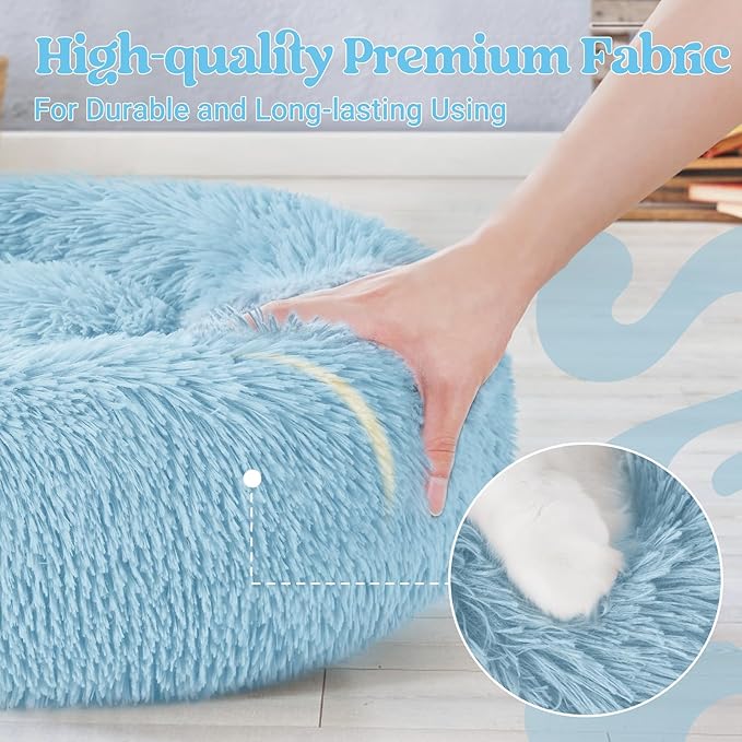 rabbitgoo Cat Beds for Indoor Cats, 20 inches Cat Bed Machine Washable, Fluffy Round Pet Bed