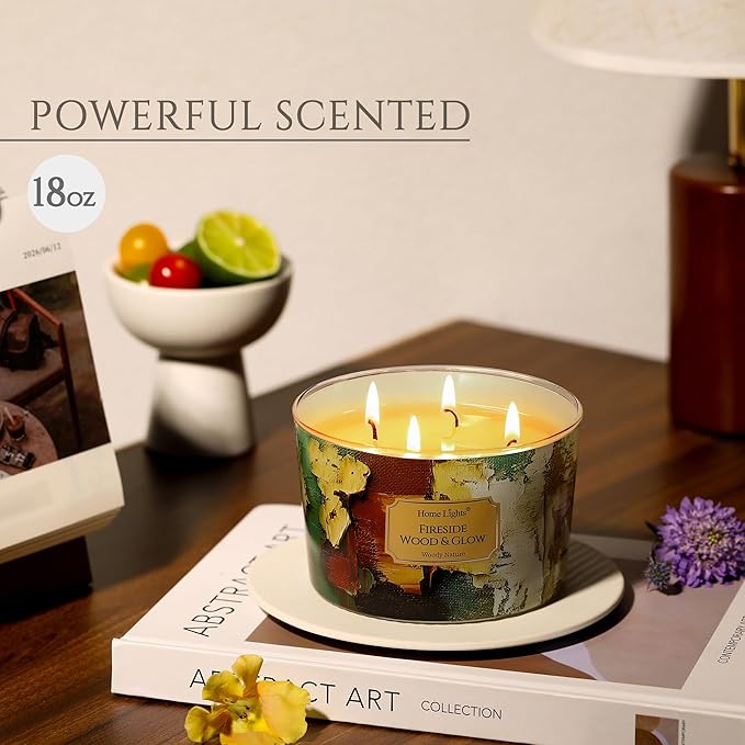 HomeLights 4-Wick Candles for Home Scented - 18oz Soy Wax Blend Candle Long-Lasting Fragrance