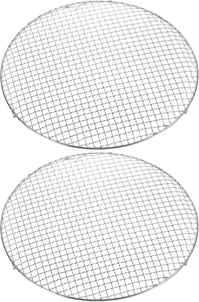 HARFINGTON 2pcs Round Cooking Rack 16-inch 201 Stainless Steel Cross Wire Barbecue Grill Net with