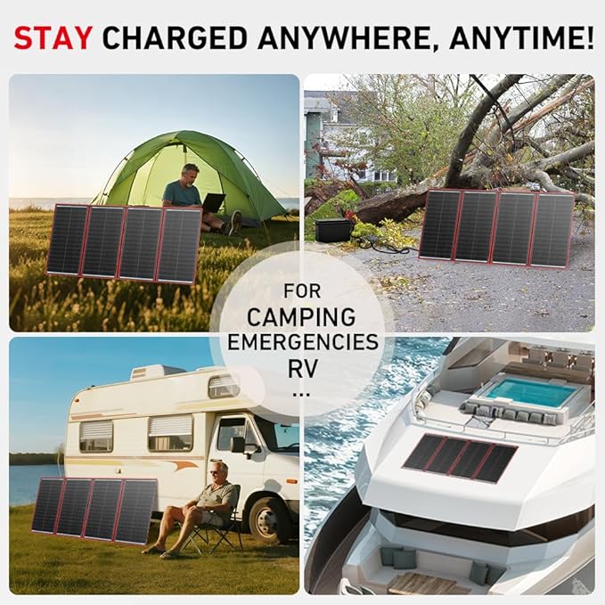 DOKIO 300W Portable Foldable Solar Panel Kit (19.3x37.4in, 15.2lb), with Separate Controller and