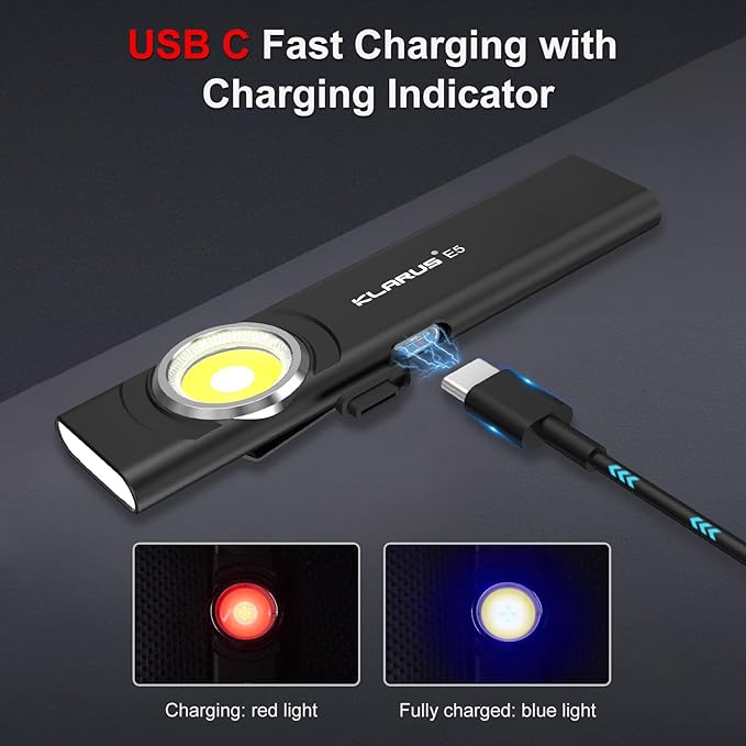 klarus E5 2Pcs Pocket Flashlight, Rechargeable EDC Flashlight, Super Slim 4.2x1x0.3inch, 600