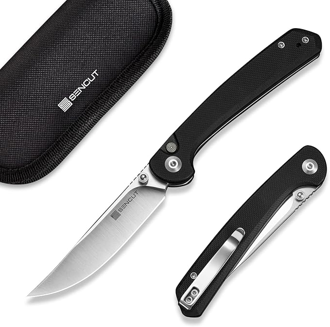 SENCUT Skelfin Pocket Knife for EDC, Folding Knife with 3.3'' Blade & G10 Handle, for Camping