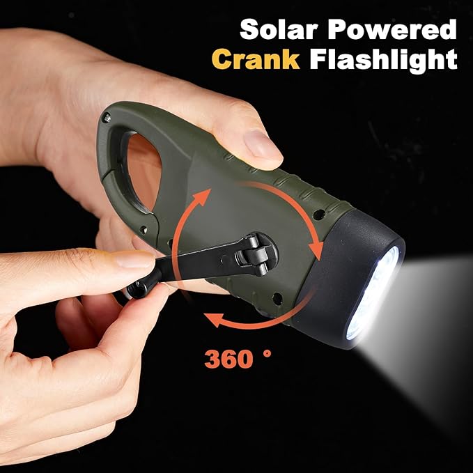 Mudder 4 Pack Hand Crank Solar Powered Flashlight Emergency Rechargeable Led Flashlight Survival