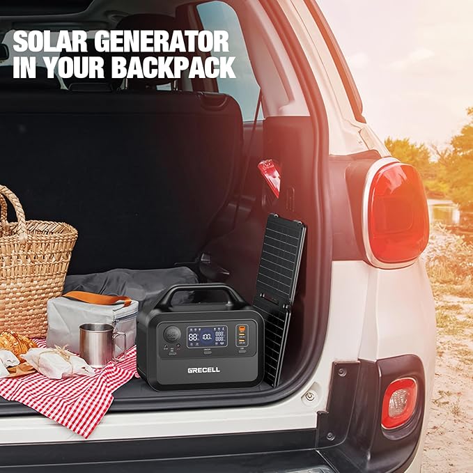 GRECELL Solar Generator with 40W Solar Panel Included,230Wh Portable Power Station 1.5hrs Fast