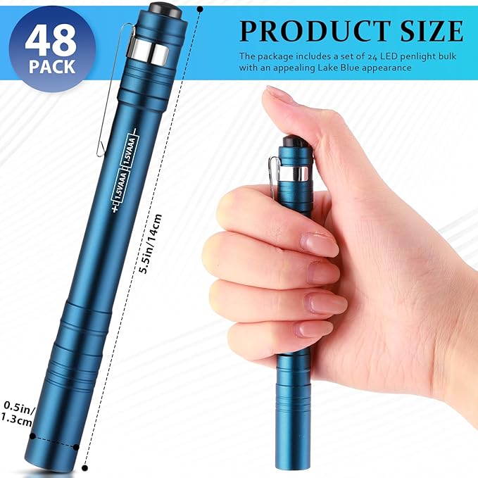 48 Pack Mini Pen Flashlights Bulk LED Pen Lights Aluminum Pocket Flashlights with Clips Small