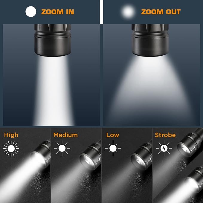 EverBrite Ultra Bright Tactical Flashlight, 600 Lumen Zoomable Adjustable Focus, 4 Light Modes