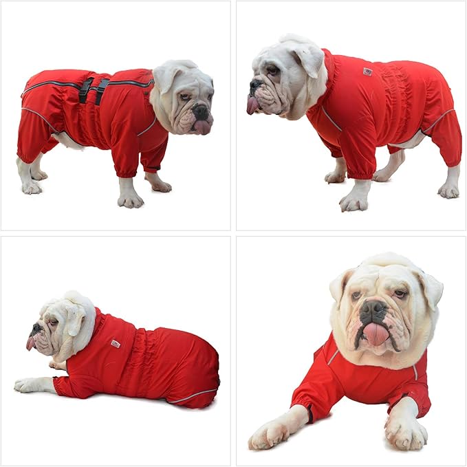 Dogs Waterproof Jacket, Lightweight Waterproof Jacket Reflective Safety Dog Raincoat Windproof