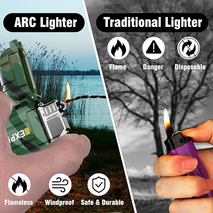 Waterproof Electric Lighter with 360°Flexible Long Neck, Outdoor Windproof Arc Lighter USB
