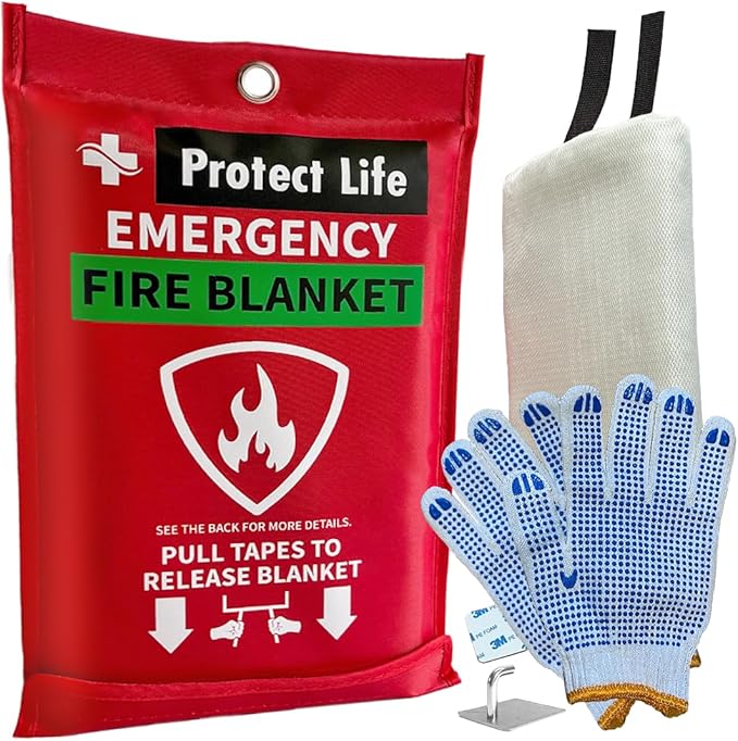 Protect Life Saving Emergency Fire Blankets 1 Pack - 40"x40", Fiberglass Fire Blanket for Home &