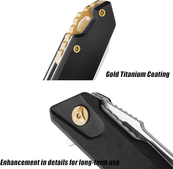 FLISSA Folding Pocket Knife, EDC Knife with D2 Steel Blade and G10 Handle, Pocket Clip, Suitable