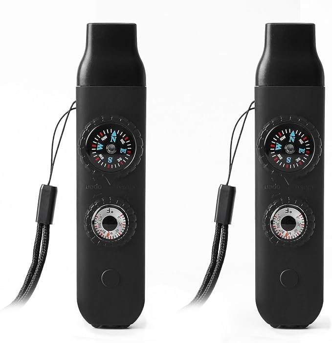 Emergency Survival Safety Whistle，Whistle for Kids with Lanyard,Compass,Thermometer,Ideal for