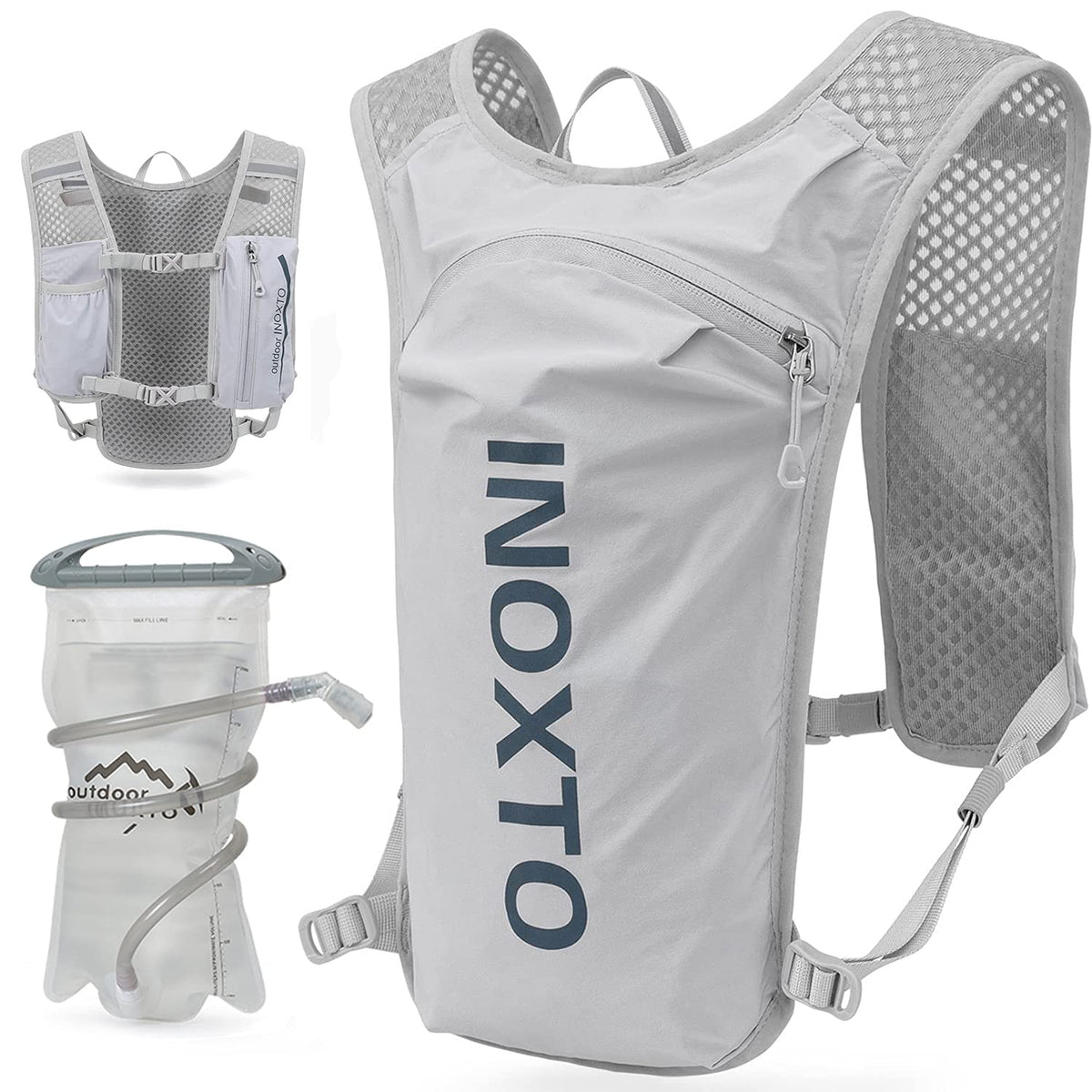 INOXTO Running Hydration Vest Backpack,Lightweight Insulated Pack with 1.5L Water Bladder Bag
