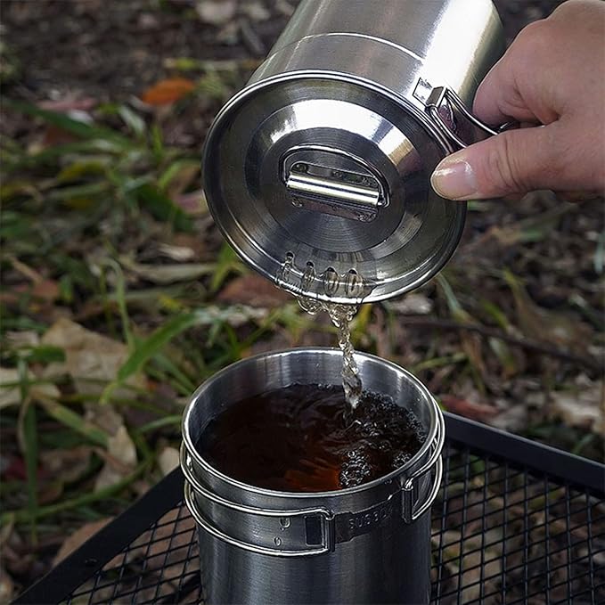 Foldable Camping Cups Mugs Camping Pot Cookware 304-Food-Grade Outdoor Camp Cooking Set with Vented