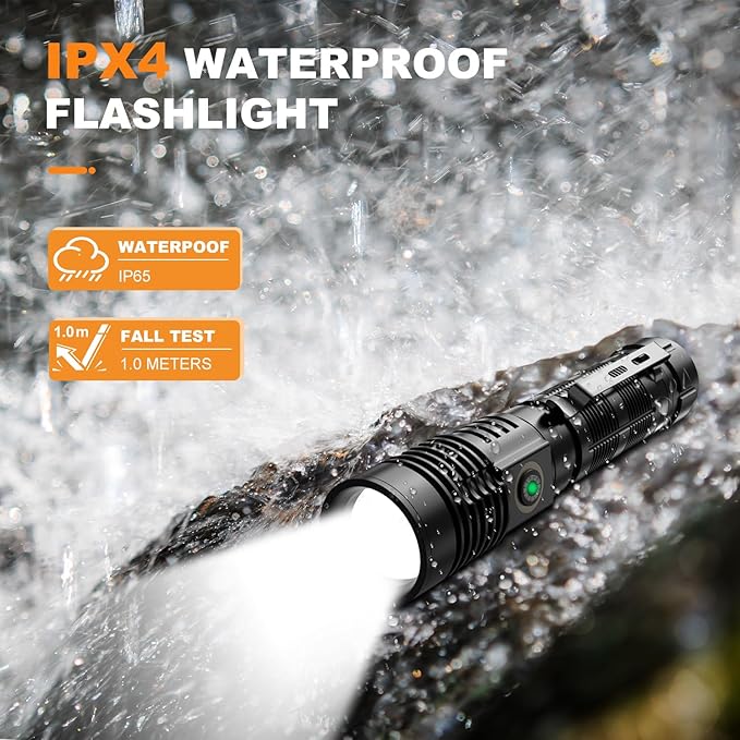 Rechargeable Tactical Flashlights High Lumens - 1500 Meters Long Beam Super Bright LED Magnetic
