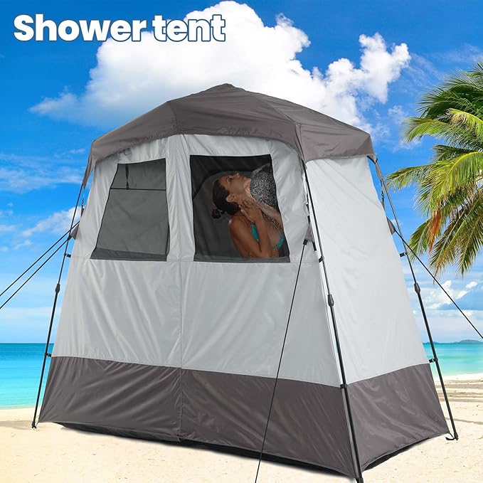 Camping Shower Tent Deluxe Changing Room Easy Set Up Privacy Shelter,Large Toilet Tent with Floor