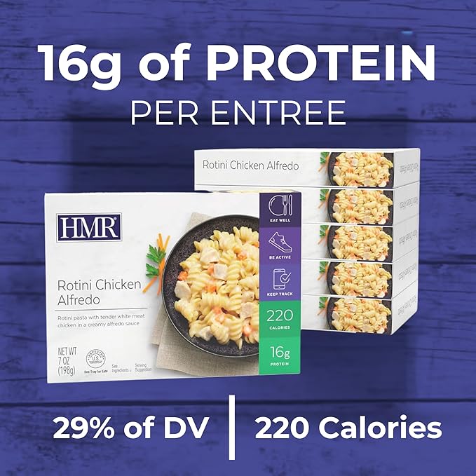 HMR Rotini Chicken Alfredo Entrée | Pre-packaged Lunch or Dinner to Support Healthy Eating | Ready