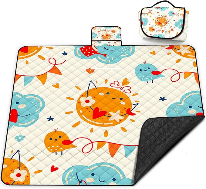 Poedist Extra Large Picnic Blanket Waterproof,80"x 80"Foldable Machine Washable Beach