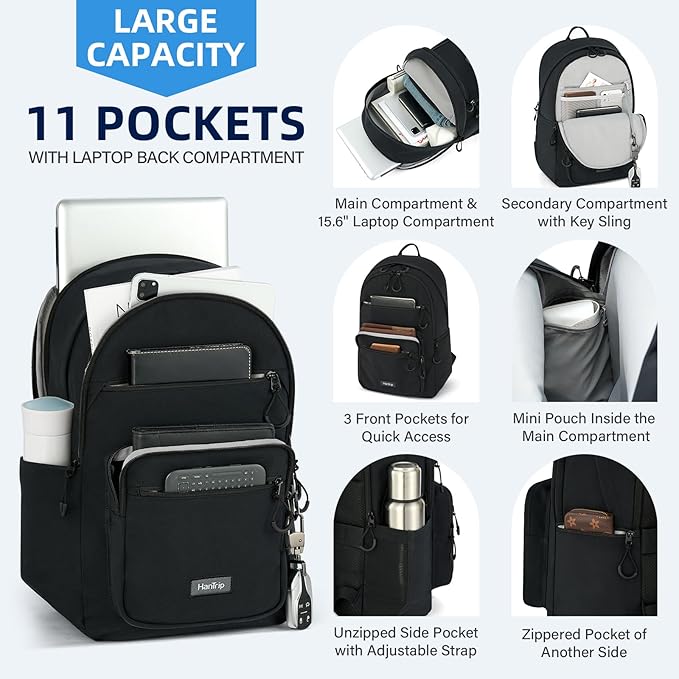 Carry On Travel Backpack For Women, 18 Inch Water Resistant Large Backpack Lightweight Bookbag For