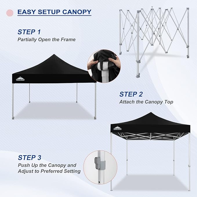 EAGLE PEAK 10x10 Heavy Duty Pop up Commercial Canopy Tent, Instant Marketplace Sun Shelter with