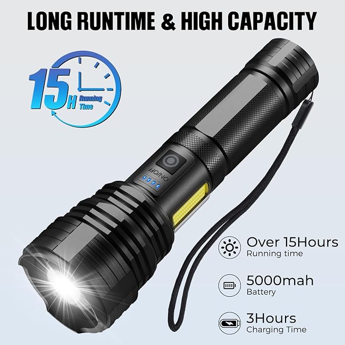 Flashlight LED Rechargeable Flashlights High Lumens, 99,000 LM Super Bright Powerful Flashlight