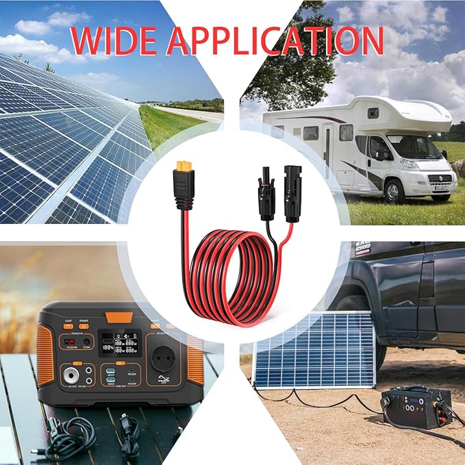 10AWG Solar to XT60 Charing Cable Solar Panel Extension Cable for Portable Power Station River 600