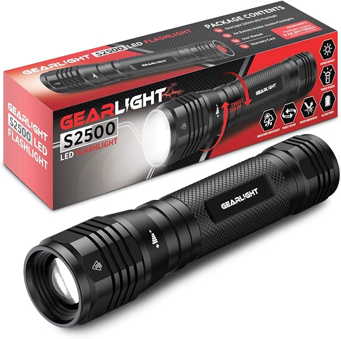 GearLight S2500 LED Flashlight - Extremely Bright, Powerful Tactical Flashlights with High Lumens