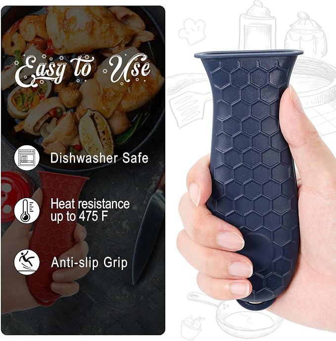 Joyhalo Cast Iron Skillet Handle Covers, 6 Pack Heat Resistant, Silicone Pot Handle Sleeve Covers