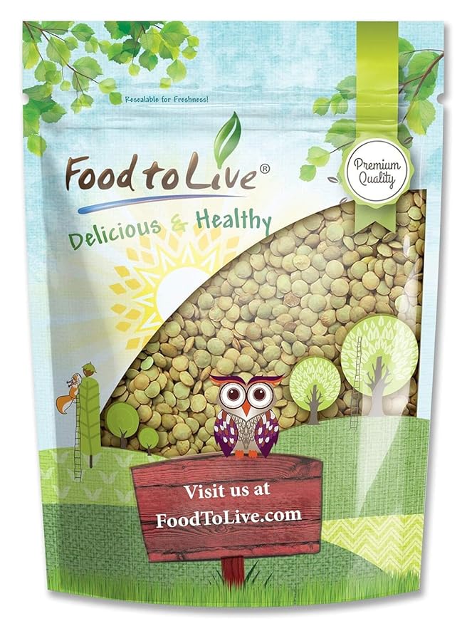 Food to Live - Whole Green Lentils, 4 Pound Dried Raw Lentils, Sproutable, Kosher, Vegan. Rich in
