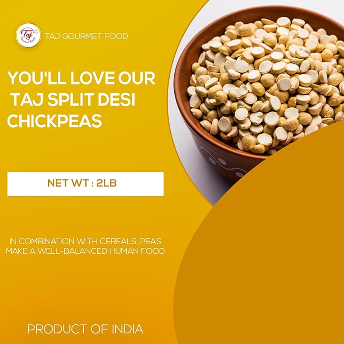 TAJ Chana Dal 2lbs | Split Desi Chickpeas withou Skin | All Natural | Indian Origin
