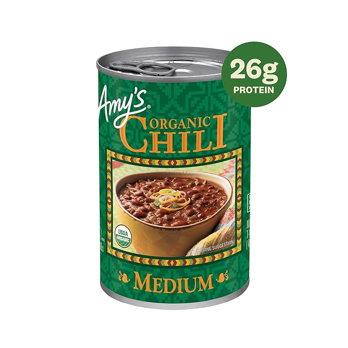 Amy's, Chili, Gluten Free, Vegetarian, Organic, Medium Spice, Jalapeño Pepper, 14.7 oz, Pack of 6