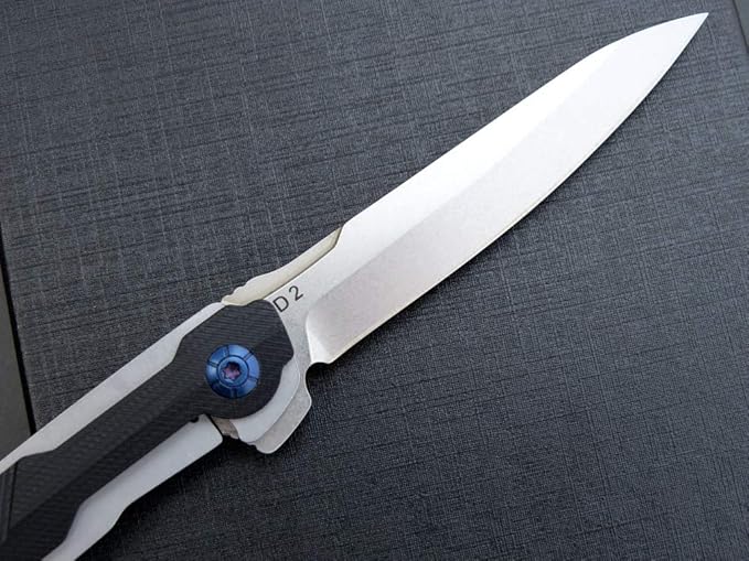 Eafengrow EF942 EDC Folding Knife, D2 Steel Blade Titanium Plating & G10 Handle,Pocket Clip with