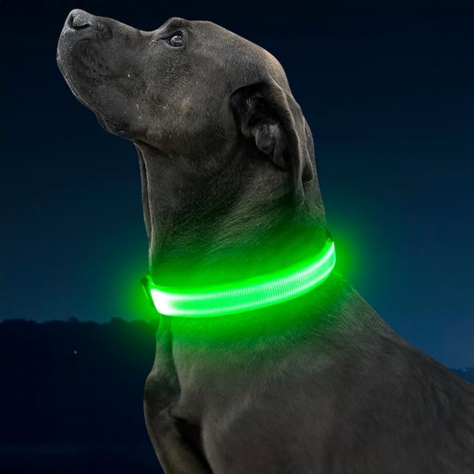 Illumifun Light Up Dog Collar, USB Rechargeable LED Dog Collar Glow in The Dark，Adjustable Pet