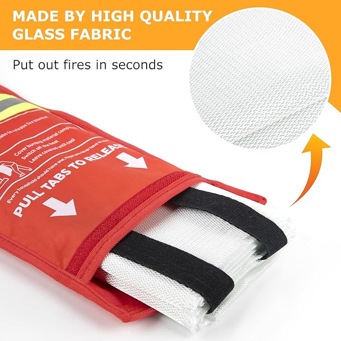 Emergency Fire Blanket, 4Pack Fiberglass Flame Retardant Fire Blankets Emergency for Home, Kitchen