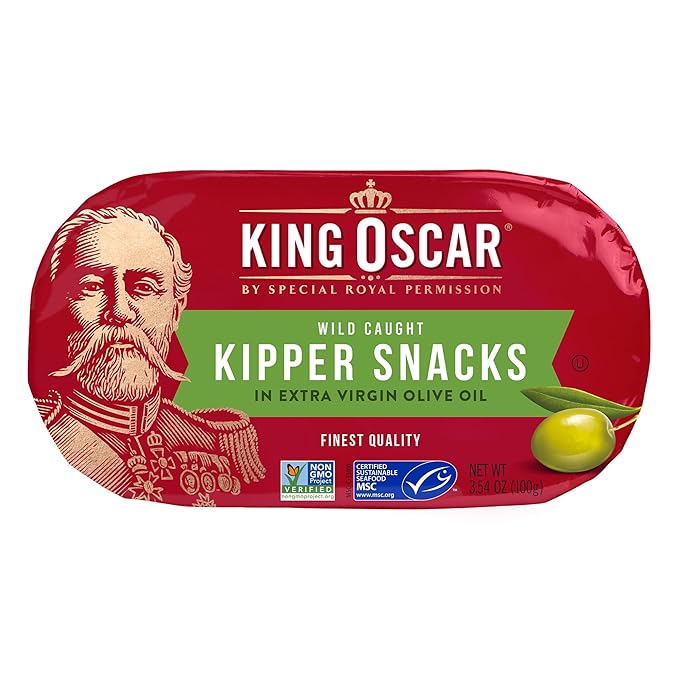 King Oscar Kipper Snacks in Extra Virgin Olive Oil, 3.54 Ounce Cans (Pack of 12), Lightly Smoked