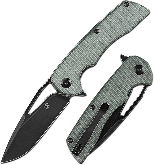 KANSEPT Kryo Pocket Knife 8.08in Folding Knives with 3.58in12C28N Steel Drop Point Blade and Green