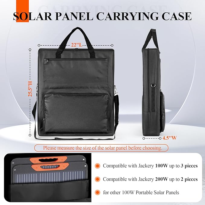 Bag for Portable Solar Panel 100w 200w,Waterproof Solar Panel Carrying Case Compatible with Jackery