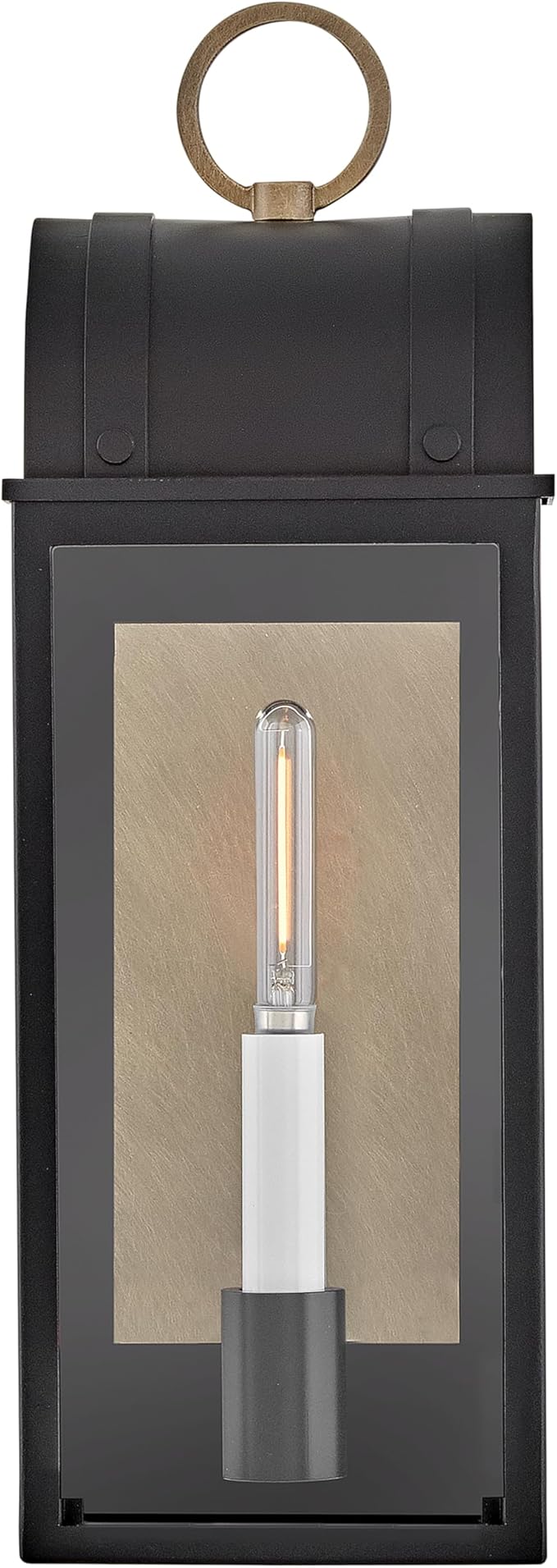 Hinkley Campbell Medium Wall Mount Outdoor Lantern - Clear Glass, Aluminum - Black Finish and