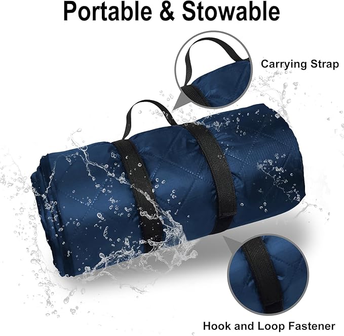 Waterproof Outdoor Blanket 82”X 55” Packable, Stadium Blankets for Camping with Sherpa Fleece