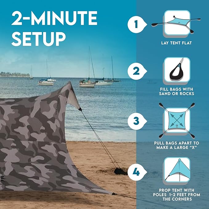 Neso Gigante - Portable Beach Tent - Ideal to Enjoy with Family and Friends - UPF 50+