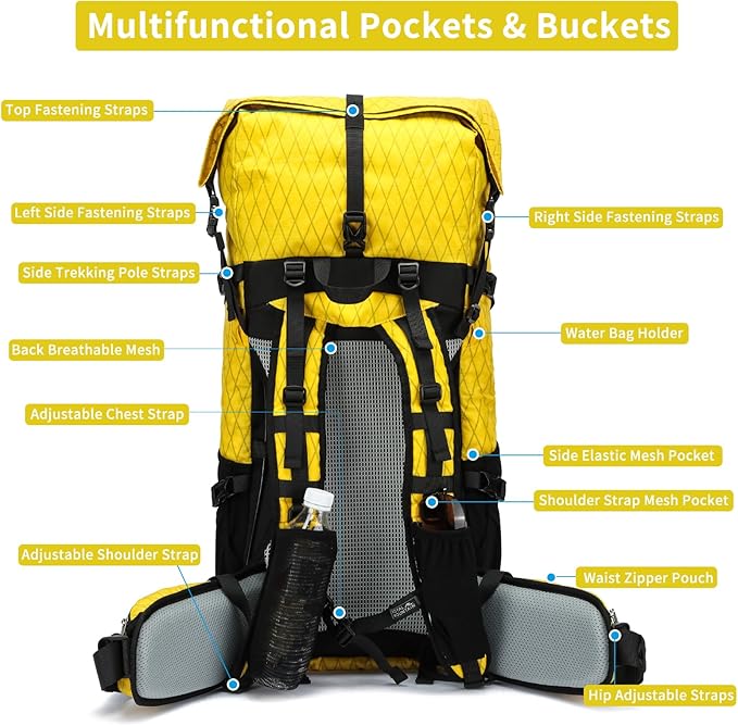 Hiking Backpack,40L to 50L Extra Large Capacity Hiking Bag,Internal Frame Camping Backpack,Upgraded