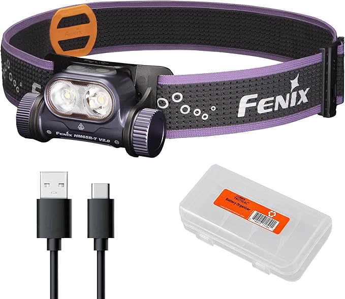 Fenix HM65R-T V2.0 Running Headlamp, 1600 Lumen White Light and Warm White Dual Beams, USB-C