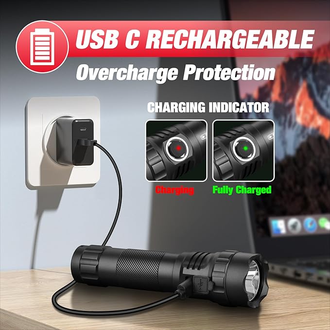 ULTRAFIRE Tactical Flashlight with Holster, 1200 High Lumen Police Flashlight with Holster for Duty